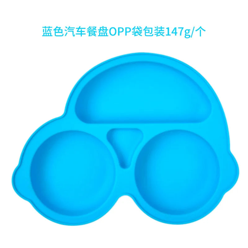Baby Safe Sucker Silicone Dining Plate Solid Cute Cartoon Children Dishes Suction Toddler Training Tableware Kids Feeding Bowls